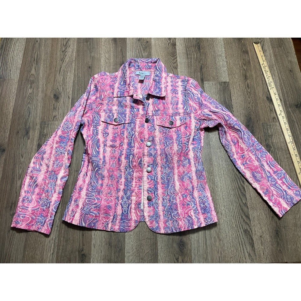 Analogy Jacket, Women's Size Medium, Pink Purple, Long Sleeve, Button Up, Pocket